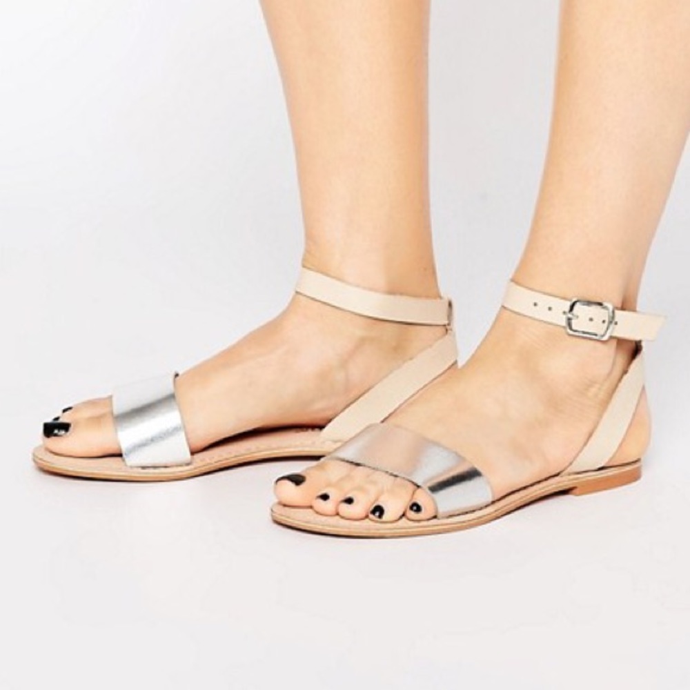 Vero Moda Metallic Leather Strap Sandal